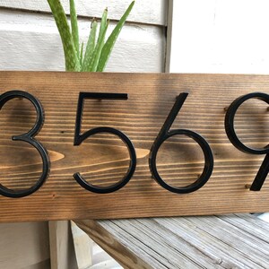 House Number Sign, Black Address Sign Modern Horizontal, Modern Address Plaque, House Numbers, Wood Black Address Sign image 7