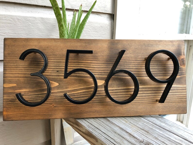 House Number Sign, Black Address Sign Modern Horizontal, Modern Address Plaque, House Numbers, Wood Black Address Sign image 7