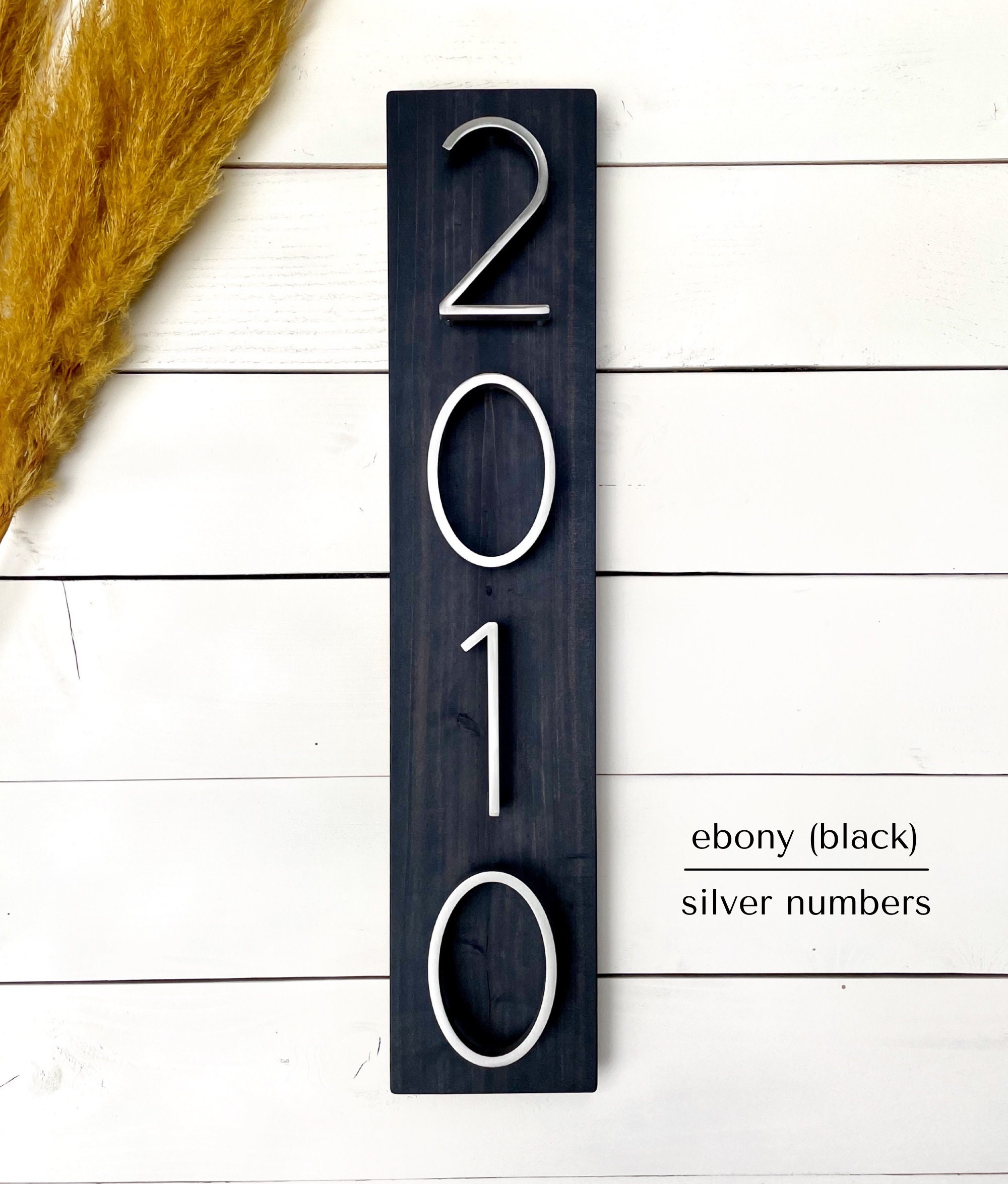 Black House Numbers on Wood, Modern House Number Sign, Metal House Numbers, Modern Address Sign, Wood Address Plaque, In Laws Gift, Vertical