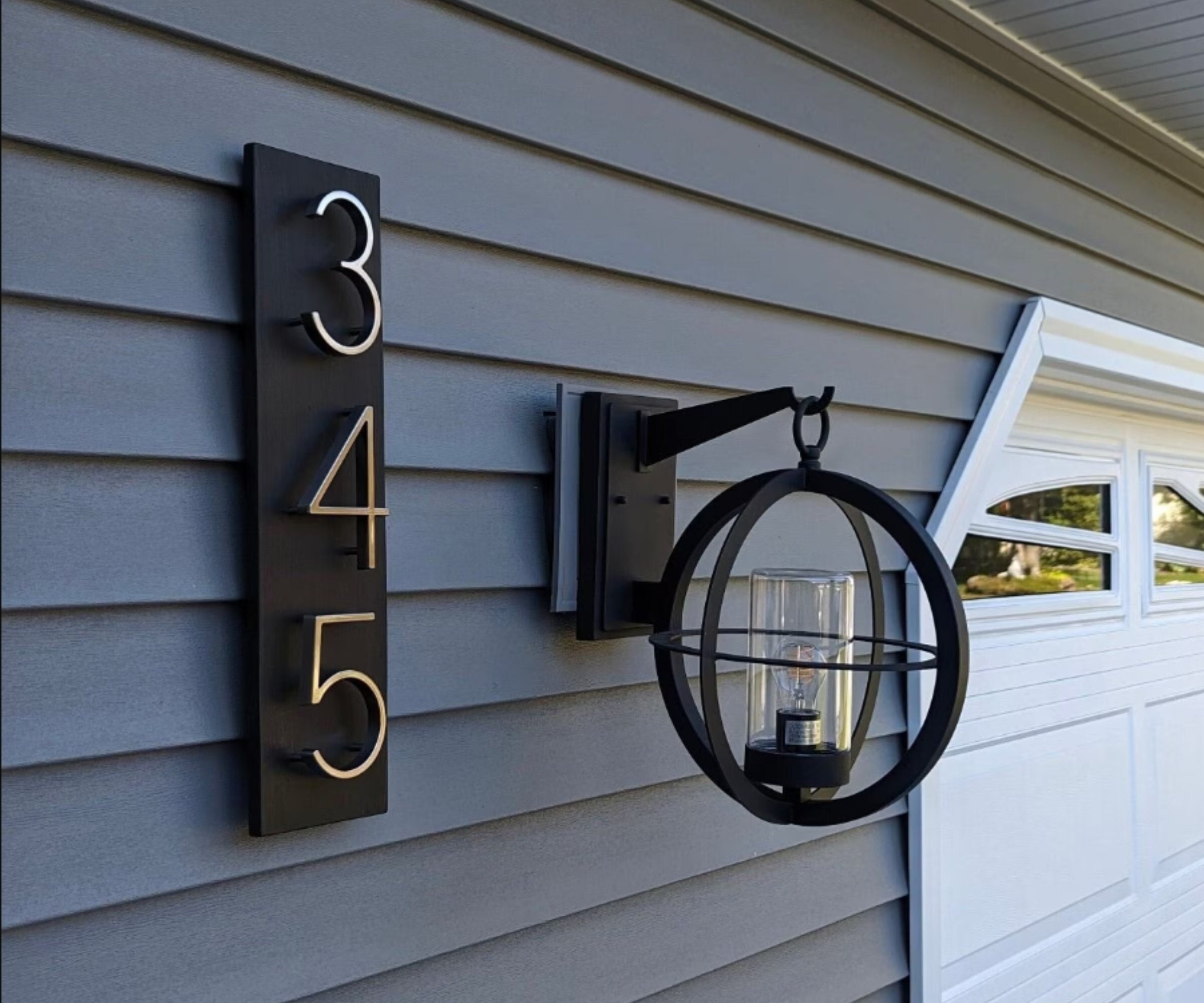Black House Numbers on Wood, Modern House Number Sign, Metal House Numbers, Modern Address Sign, Wood Address Plaque, In Laws Gift, Vertical