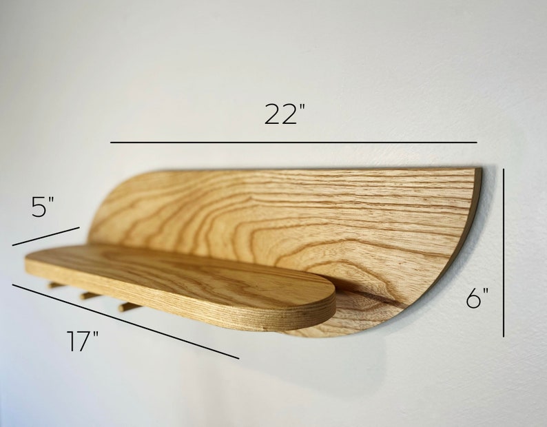 Modern Wall Shelf With Hooks Entryway Organizer With Wooden Etsy