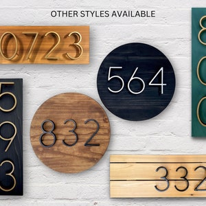 Black House Numbers on Wood, Modern House Number Sign, Metal House Numbers, Modern Address Sign, Wood Address Plaque, In Laws Gift image 9