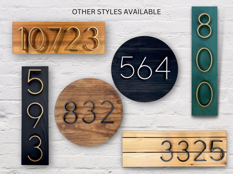 Black House Numbers on Wood, Modern House Number Sign, Metal House Numbers, Modern Address Sign, Wood Address Plaque, In Laws Gift image 9