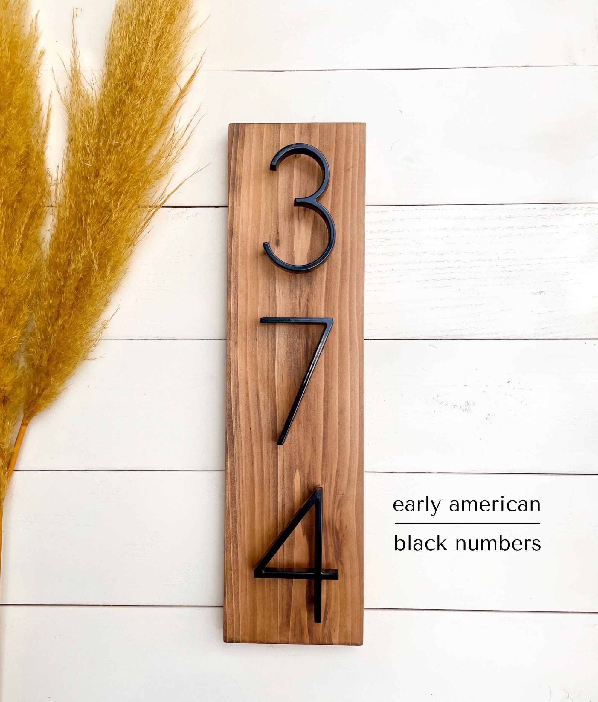 Black House Numbers on Wood, Modern House Number Sign, Metal House Numbers, Modern Address Sign, Wood Address Plaque, In Laws Gift, Vertical