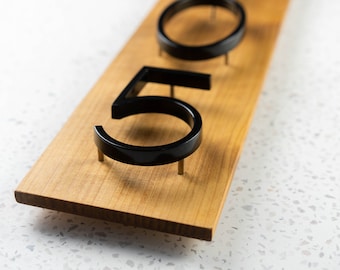 Custom Wood Address Plaque with Metal House Numbers | Outdoor Cedar House Number Sign | Modern Home Address Sign