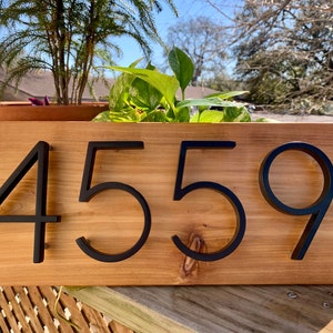 House Number Sign, Black Address Sign Modern Horizontal, Modern Address Plaque, House Numbers, Wood Black Address Sign image 8
