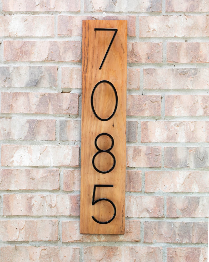 Vertical Address Plaque Cedar Number Sign Mount Floating Etsy