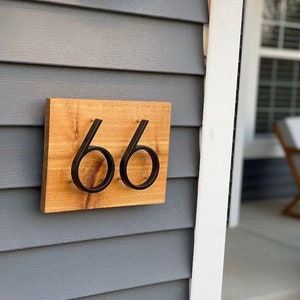 House Number Sign, Black Address Sign Modern Horizontal, Modern Address Plaque, House Numbers, Wood Black Address Sign image 3