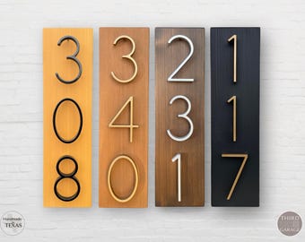 Modern House Number Sign | Custom Wood Address Plaque | Outdoor Cedar Address Sign for Homes & Businesses