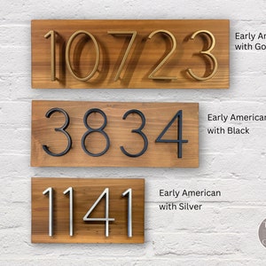 Address Sign For House, Horizontal Address Plaque, New Home Sign, House Numbers Modern Black, First Home Gifts For Couple, Wood Address Sign image 6