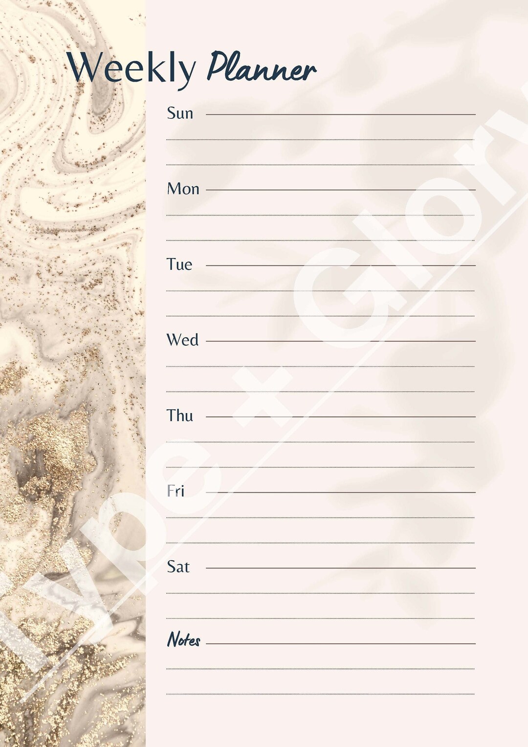 Marble Gold Digital Weekly Planner - Etsy