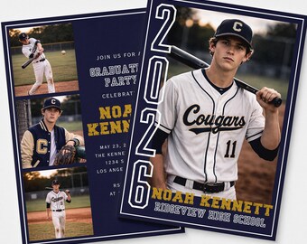 Photo Graduation Announcement Template | Modern Varsity Canva Design (Digital Download)