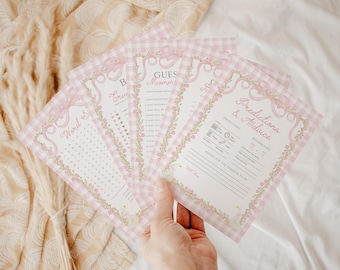Gans und Gingham-Babyparty-Spiele bündeln 5x7 | Druckbare Baby Party Spiele | Sofortiger Download Baby Shower Aktivitäten |