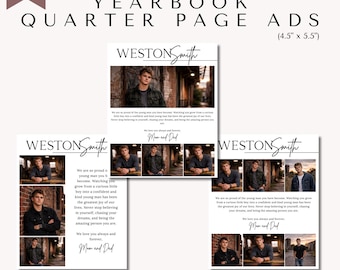 Editable Quarter Page Yearbook Ad Template | 4.5x5.5 Senior Ad | Canva Template | High School Yearbook Tribute | Graduation Ad