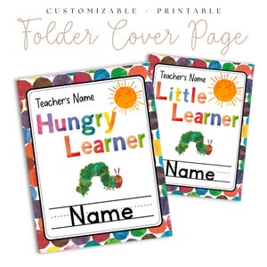 Eric Carle Hungry Caterpillar Inspired Binder Cover for Classroom Take-Home Binders/Folders