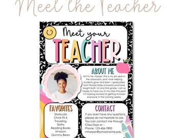 Bright Meet the Teacher Template: Editable Welcome Page (Digital Download)
