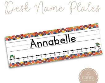 Eric C Hungry Caterpillar Inspired Desk Name Labels