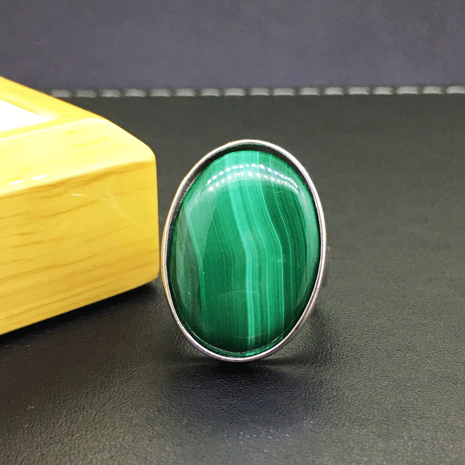 Malachite Large Statement Ring 925 Sterling Silver Women Etsy