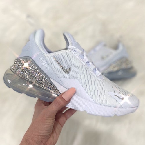 Swarovski Women's Nike Air Max 270 All White Sneakers - Etsy