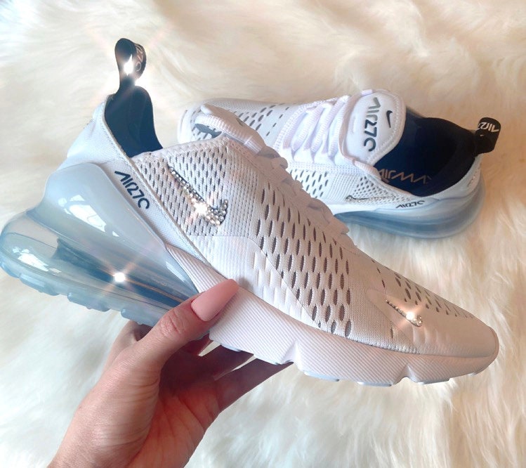 Swarovski Women's Nike Air Max 270 White & Black Sneakers | Etsy