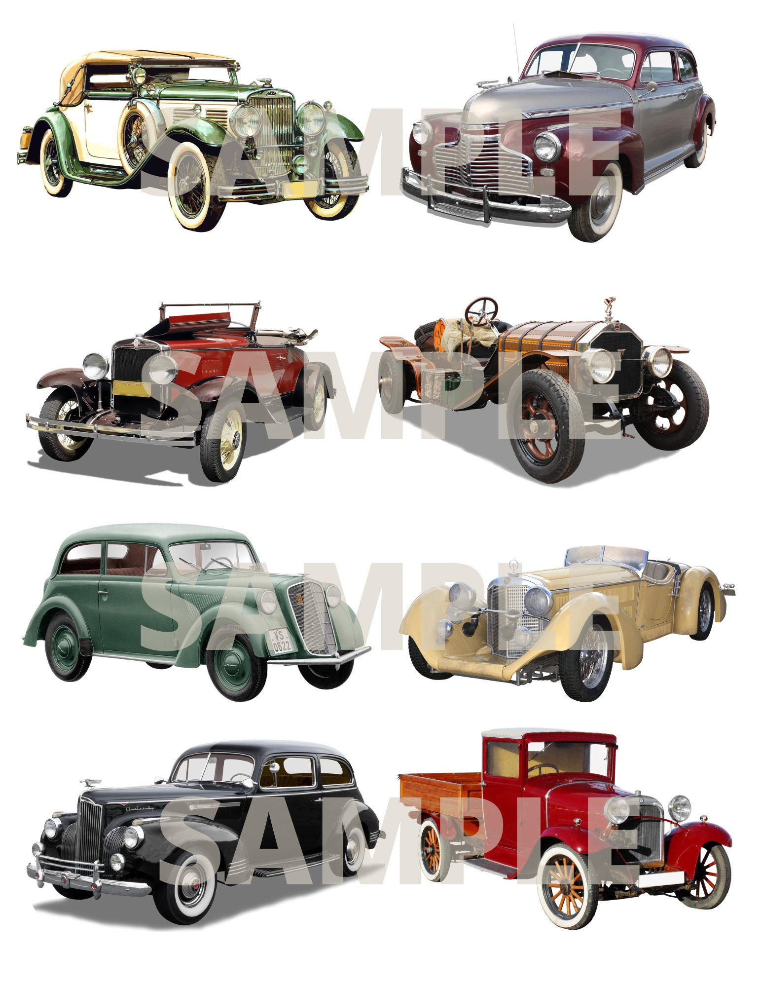 Vintage Car Digital Scrapbook Paper - Collage Sheet - Instant Download ...