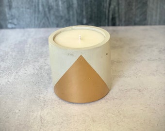 Large Concrete Candle | 4x4.5in | 16oz | Gold Triangle | Modern | Cement | Real Estate | Luxury | Housewarming | Reusable | Refill | Reuse