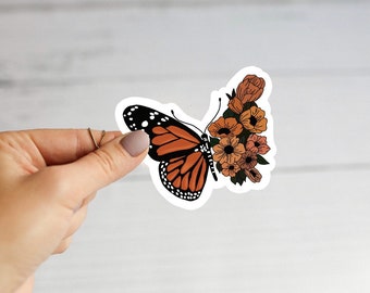 Sticker fleur papillon