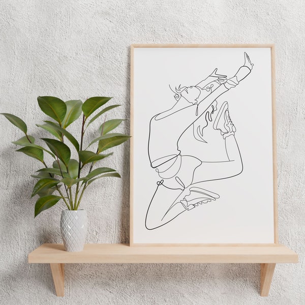 Dance one line art, modern dance wall art, minimalist poster, line drawing, line art print