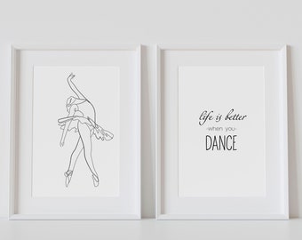 Ballerina Set of 5 Prints, Ballerina Wall Art, Ballerina Art, Ballerina Print, Dancer Art, Ballet Print, Girls Room Art, Printable Wall Art