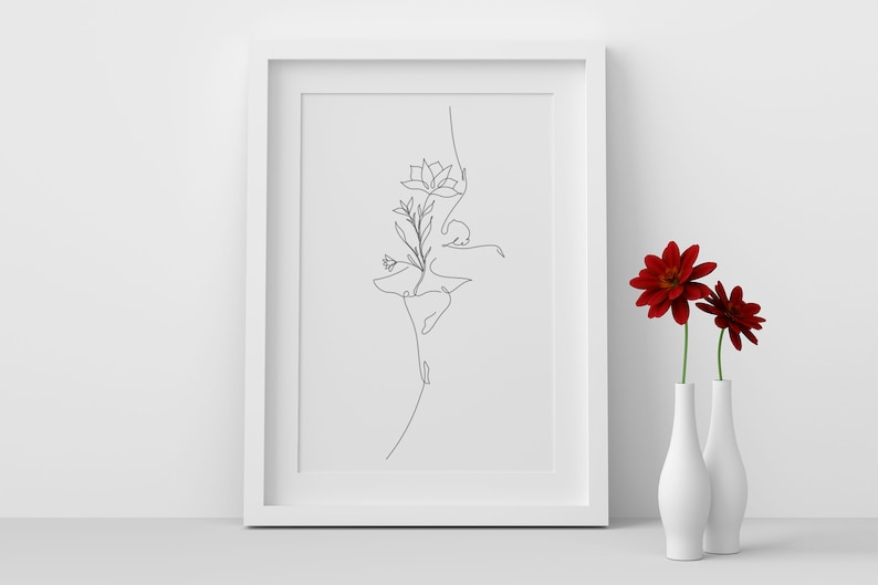 Print Abstract Dancer, One Line Ballerina Body Print, Black White Artwork, Dance Poster, Minimalist Female Sketch, Lady Decor Ballet. image 10