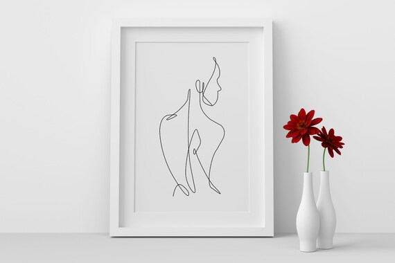 Woman One Line Art Minimalist Line Art Abstract Wall Art Etsy