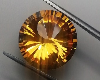 Piedra preciosa de citrino AAA+ de talla redonda, 9,80 quilates/Forma redonda de buena calidad/Increíble talla diferente/Buena calidad/Con un regalo gratis