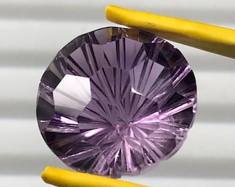 Piedra preciosa: Corte redondo, 15,55 mm/AAA+ Amatista natural púrpura (12,00 ct)/Redondo suelto facetado/Corte de panal con tallado/Amatista de la mejor calidad