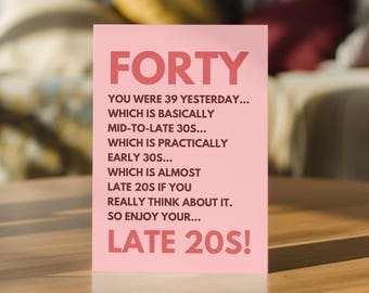 Funny 40th Birthday Card | Personalised | Greetings card for bestie, friend, sister, anyone turning 40 years old | Custom Gift Idea