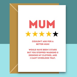 Funny Mother's Day Card - 4 stelle - Lavaggio e stiratura - Festa della mamma sarcastica UK