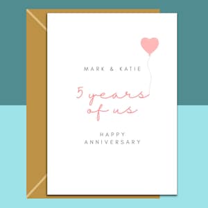 Biglietto d'auguri per il 5° anniversario - Zaffiro - Personalizzato - Interno personalizzato se richiesto - 5° anniversario, marito, moglie, fidanzato, fidanzata