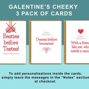 Funny Galentine's Day Pack de 3 cartas - Para tus amigos solteros este Galentines - Bestie - Personalizado - Rude - Cheeky - Tarjetas de adulto