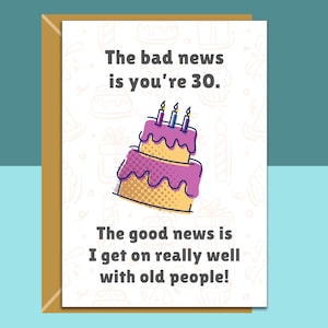 Lustige Geburtstagskarte zum 30. Geburtstag – Für Sie und Ihn – Bruder, Schwester, Freund, Bestie, Cousin, Kollege | Personalisierte Option | Schneller Versand