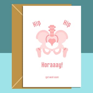 Drôle de remplacement de la hanche - Get Well Soon Card - Récupération - Pour lui ou pour elle - Peut être personnalisé à l’intérieur