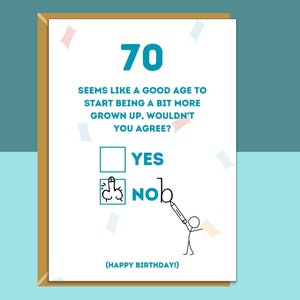 Biglietto d'auguri divertente per il 70° compleanno - Personalizzato all'interno se necessario - Per lui o per lei - Biglietto d'auguri perfetto per qualcuno che compie 70 anni
