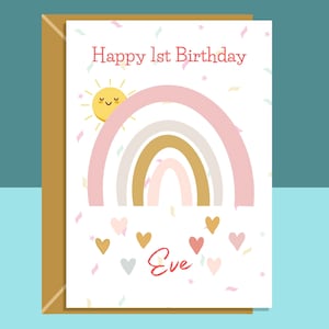 1st Birthday Personalised Card | Customisable | Personalized | Birthday Card | 1 Years Old | For Him or For Her