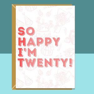 Cartão de aniversário de 20 anos engraçado - personalizado - para ele ou para ela - para alguém que completa 20 anos - cartão de felicitações