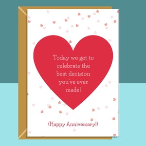 Funny Anniversary Card - Best Decision - Para Él o para Ella - Ideal para Novio, Novia, Esposo o Esposa - Cheeky Card
