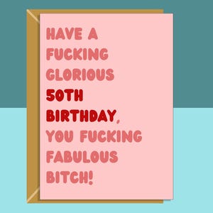 Funny 50th Birthday Card - Personalised - For Her or Him - Perfect greetings card for friend, bestie, sister, anyone turning 50 years old