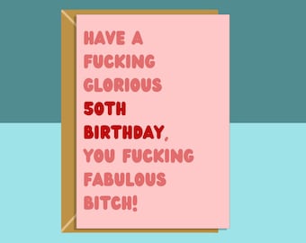 Funny 50th Birthday Card - Personalised - For Her or Him - Perfect greetings card for friend, bestie, sister, anyone turning 50 years old