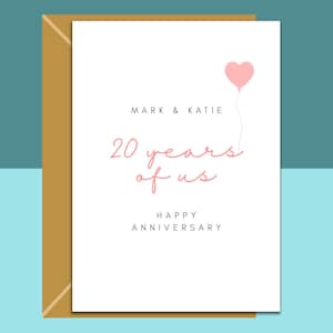 Carte d'anniversaire de 20 ans - émeraude - personnalisée - personnalisée à l'intérieur si nécessaire - 20e anniversaire, mari, femme, petit ami, petite amie