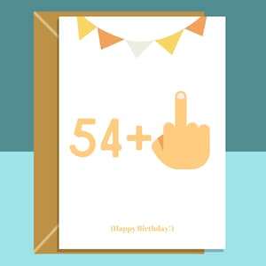 Divertente biglietto per il 55° compleanno - Per lui o per lei - Biglietto ideale per il dito medio sfacciato per qualcuno che compie 55 anni - Può essere personalizzato