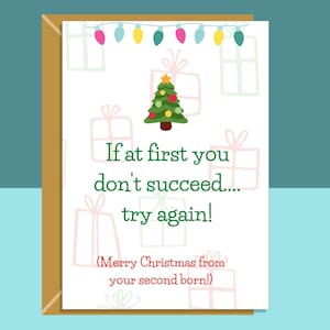 Divertida tarjeta de Navidad - Del segundo nacido - A mamá y papá - Personalizado - Padres en Navidad - 2º hijo o hija nacido - Segundo hijo