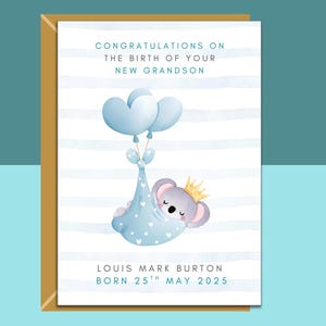 Votre nouveau petit-fils - Carte de félicitations pour bébé - Personnalisée - Parfaite pour une nouvelle grand-mère, un grand-père et des grands-parents.
