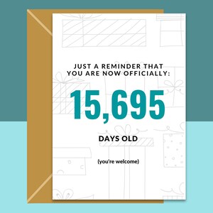 Drôle de carte d’anniversaire 43e - Age in days - Pour lui ou pour elle